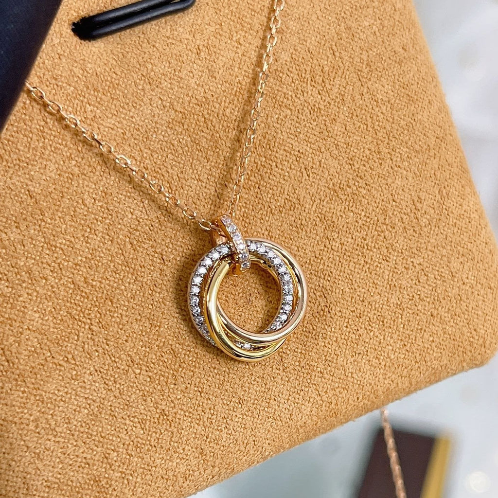 ¡®Dream¡¯TRINITY NECKLACE SILVER GOLD PINK GOLD DIAMONDS
