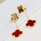 ¡®Dream¡¯CLOVER  2 MOTIF  TIGER EYE CARNELIAN EARRINGS