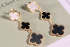 ¡®Dream¡¯CLOVER EARRINGS GOLD ONYX MOP 3 MOTIF