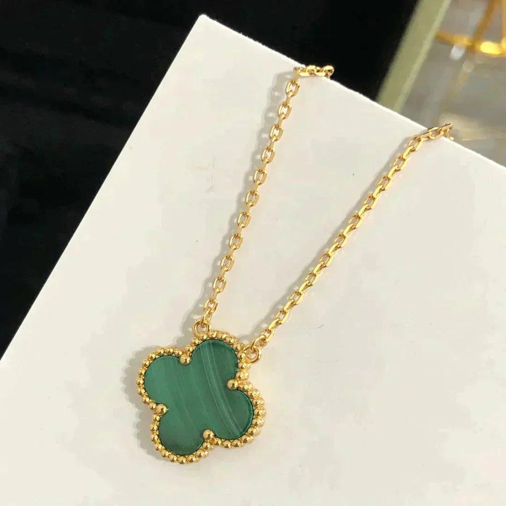 ¡®Dream¡¯CLOVER 15MM MALACHITE SINGLE FLOWER  NECKLACE