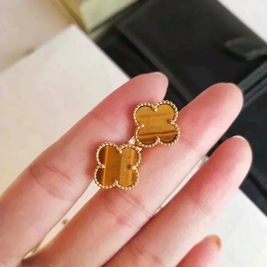 ¡®Dream¡¯CLOVER MEDIUM 1 MOTIFS TIGER EYE EARRINGS