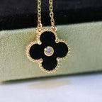 ¡®Dream¡¯CLOVER 15MM DIAMOND ONYX NECKLACE