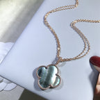 ¡®Dream¡¯CLOVER 25MM GOLD DARK MOP BIG CLOVER NECKLACE