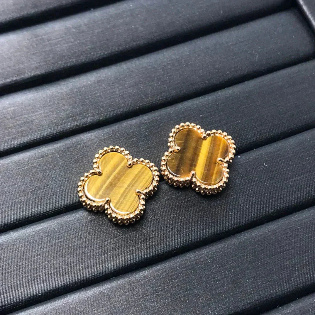 ¡®Dream¡¯CLOVER MEDIUM 1 MOTIFS TIGER EYE EARRINGS