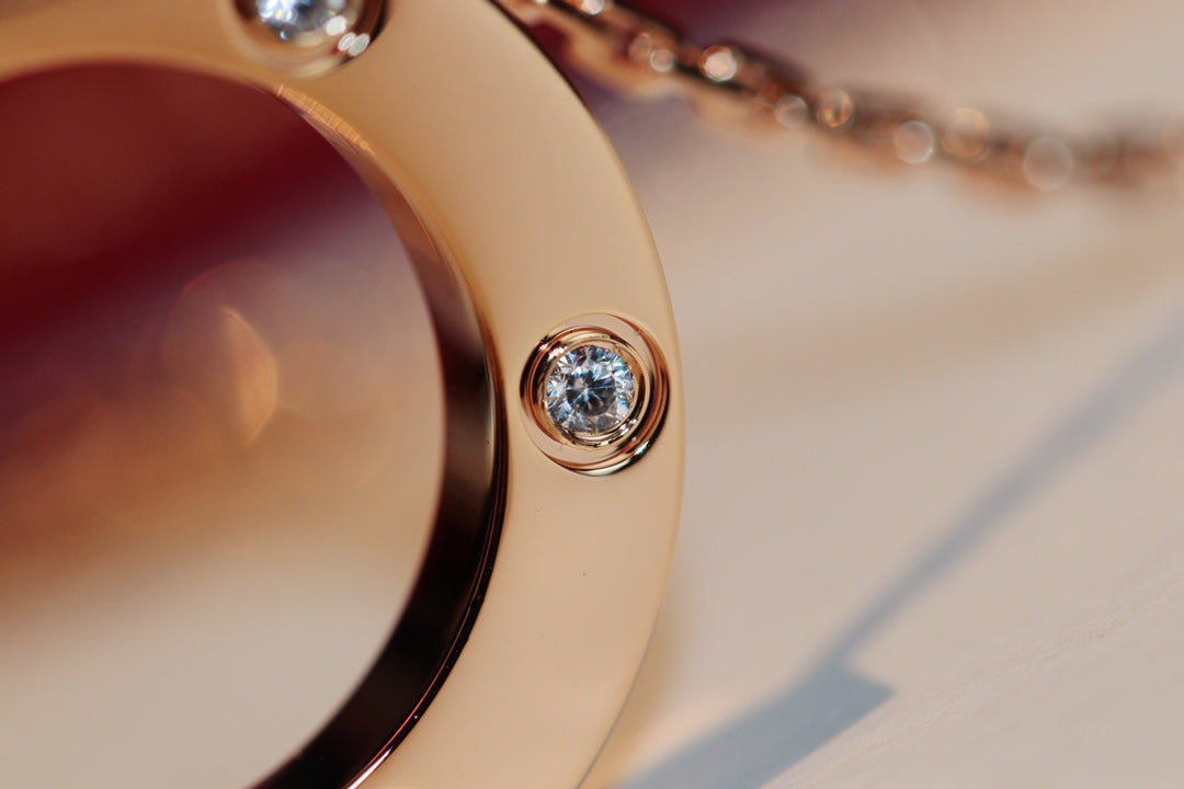 ¡®Dream¡¯LOVE NECKLACE 16MM 6 DIAMONDS PINK GOLD