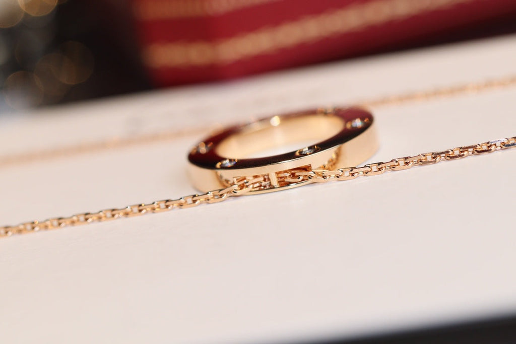 ¡®Dream¡¯LOVE NECKLACE 16MM 6 DIAMONDS PINK GOLD