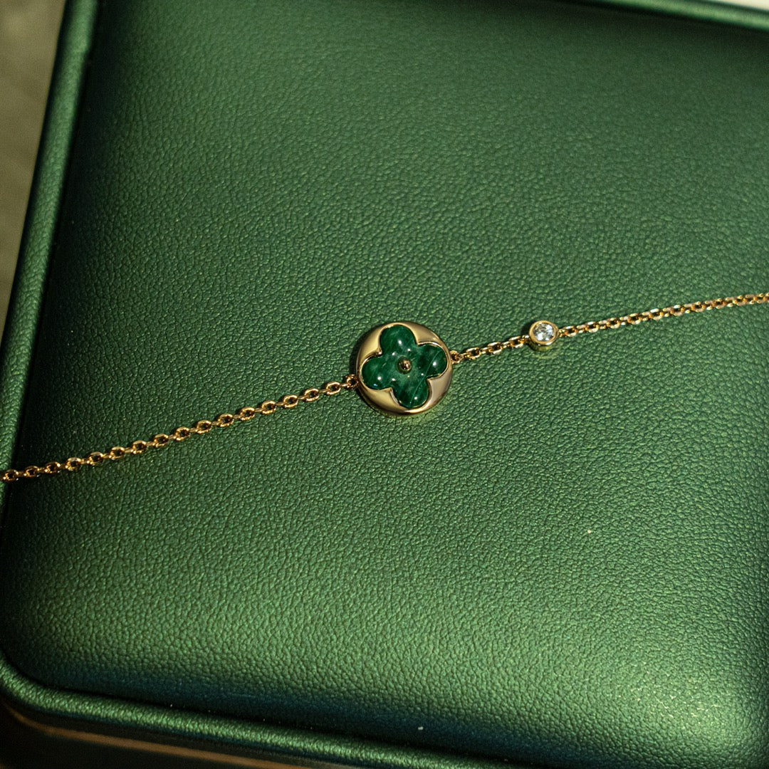 ¡®Dream¡¯SUN MALACHITE 1 DIAMOND PINK GOLD BRACELET