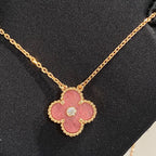 ¡®Dream¡¯CLOVER 15MM DIAMOND RHODONITE NECKLACE