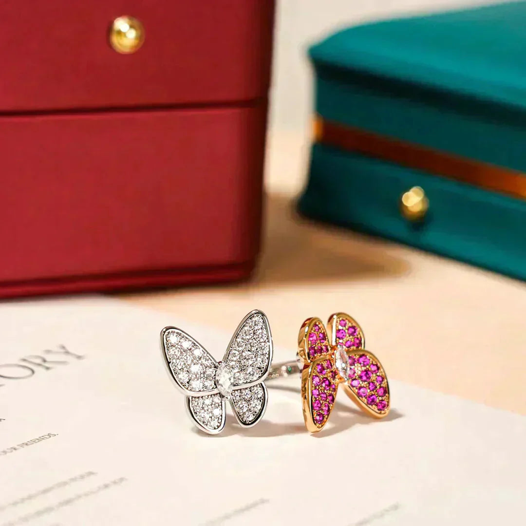 „Dream“ ZWILLINGS-SCHMETTERLINGS-DIAMANTENRING