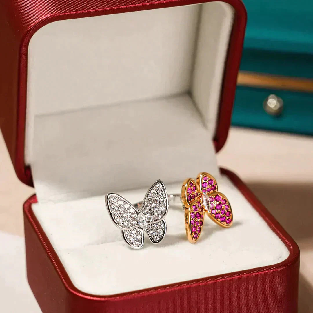 „Dream“ ZWILLINGS-SCHMETTERLINGS-DIAMANTENRING