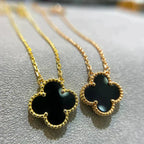 ¡®Dream¡¯CLOVER 15MM BLACK ONYX SINGLE FLOWER NECKLACE