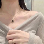 ¡®Dream¡¯CLOVER 15MM BLACK ONYX SINGLE FLOWER NECKLACE