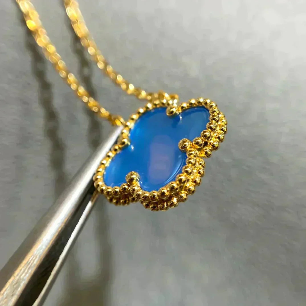 ¡®Dream¡¯CLOVER 15MM BLUE AGATE NECKLACE