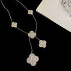 "Dream" Kleeblatt 5 Motive Silber Diamanten Halskette