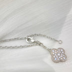 "Dream" Kleeblatt 5 Motive Silber Diamanten Halskette