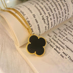 ¡®Dream¡¯CLOVER 25MM NECKLACE GOLD ONYX