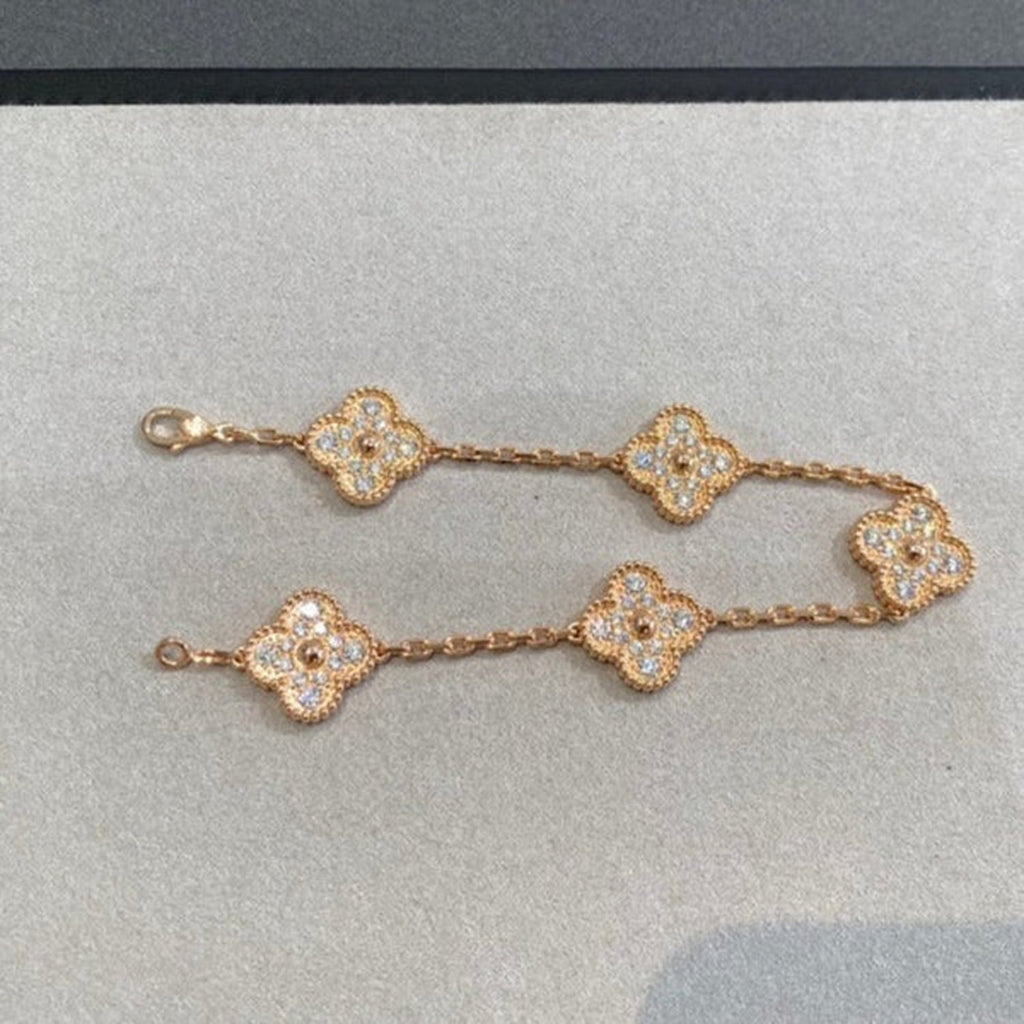 [Dream] New  CLOVER 5 MOTIF FULL DIAMOND BRACELET COLLECTION