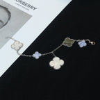 ¡®Dream¡¯CLOVER BRACELET 5 MOTIFS MOP CHALCEDONY SILVER