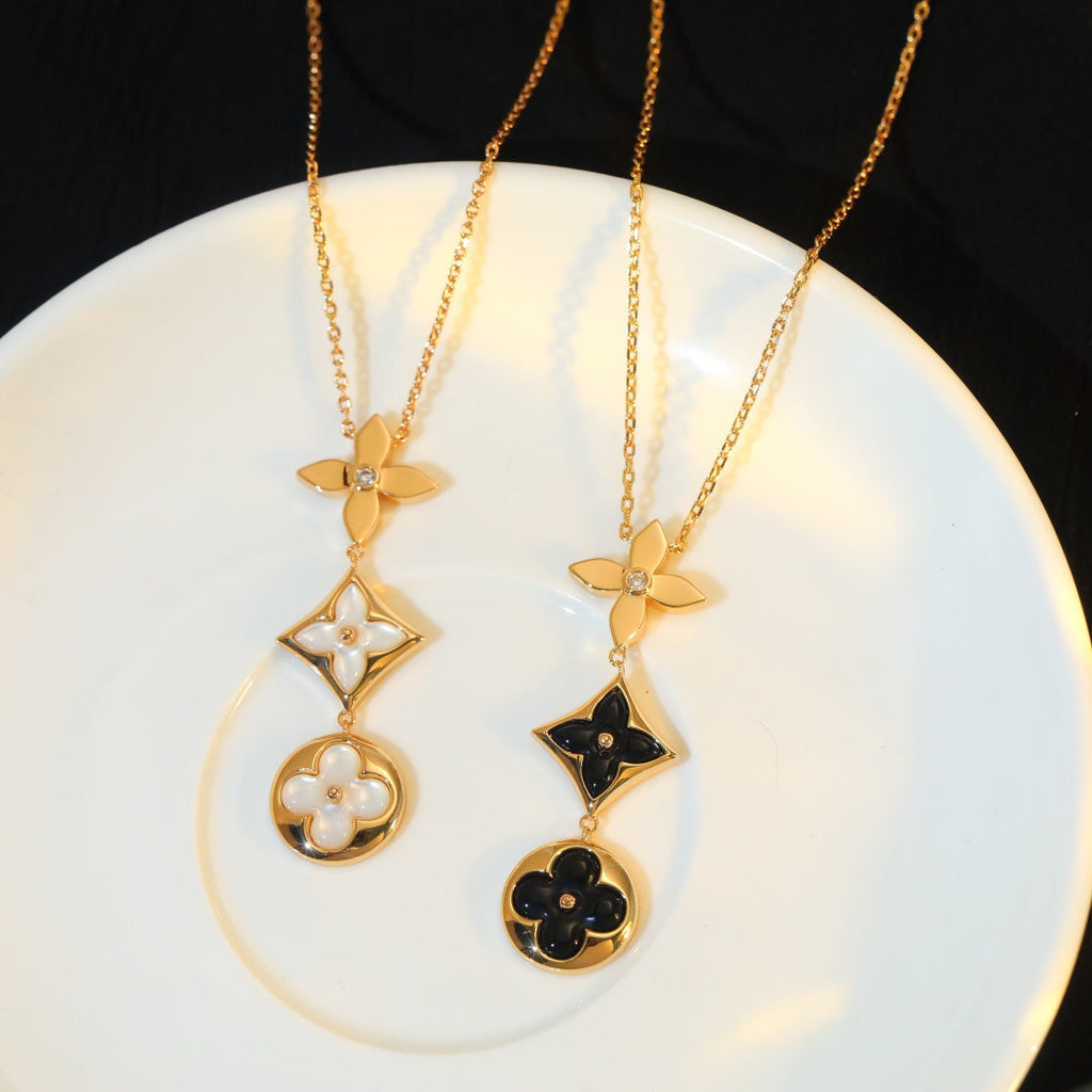 ¡®Dream¡¯STAR AND SUN ONYX PINK GOLD NECKLACE