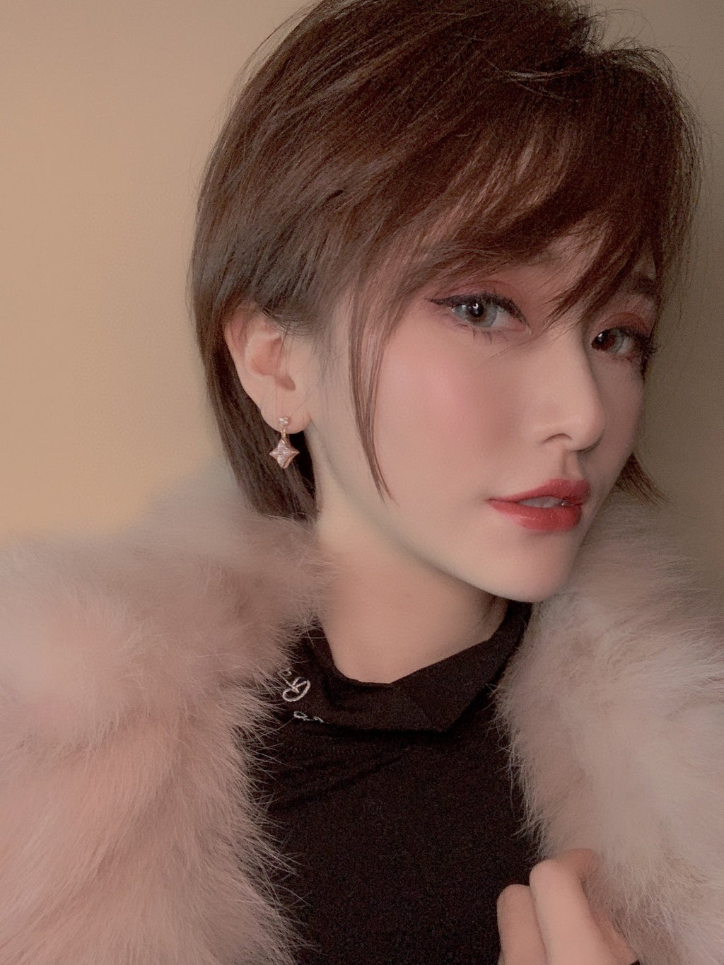 ¡®Dream¡¯DOUBLE STAR PINK GOLD MOP DROP EARRINGS