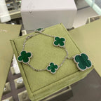 „Dream“ CLOVER 5 MOTIVE SILBER MALACHIT ARMBAND