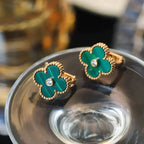 ¡®Dream¡¯CLOVER MEDIUM 1 MOTIFS MALACHITE DIAMOND EARRINGS