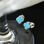 ¡®Dream¡¯CLOVER MINI 9.5MM ONYX STUD EARRINGS SILVER