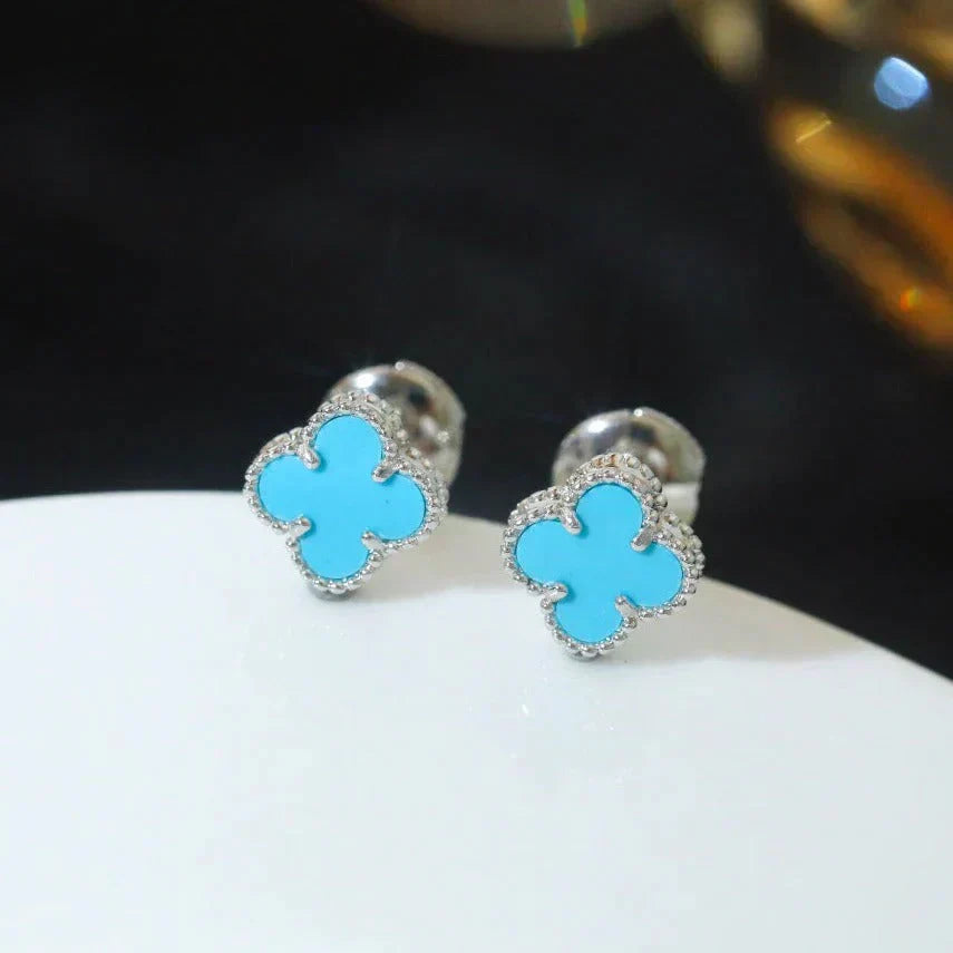 ¡®Dream¡¯CLOVER MINI 9.5MM ONYX STUD EARRINGS SILVER