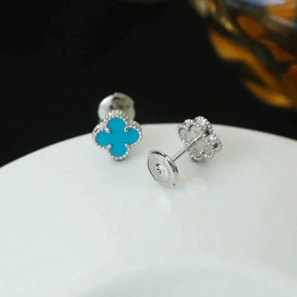 ¡®Dream¡¯CLOVER MINI 9.5MM ONYX STUD EARRINGS SILVER