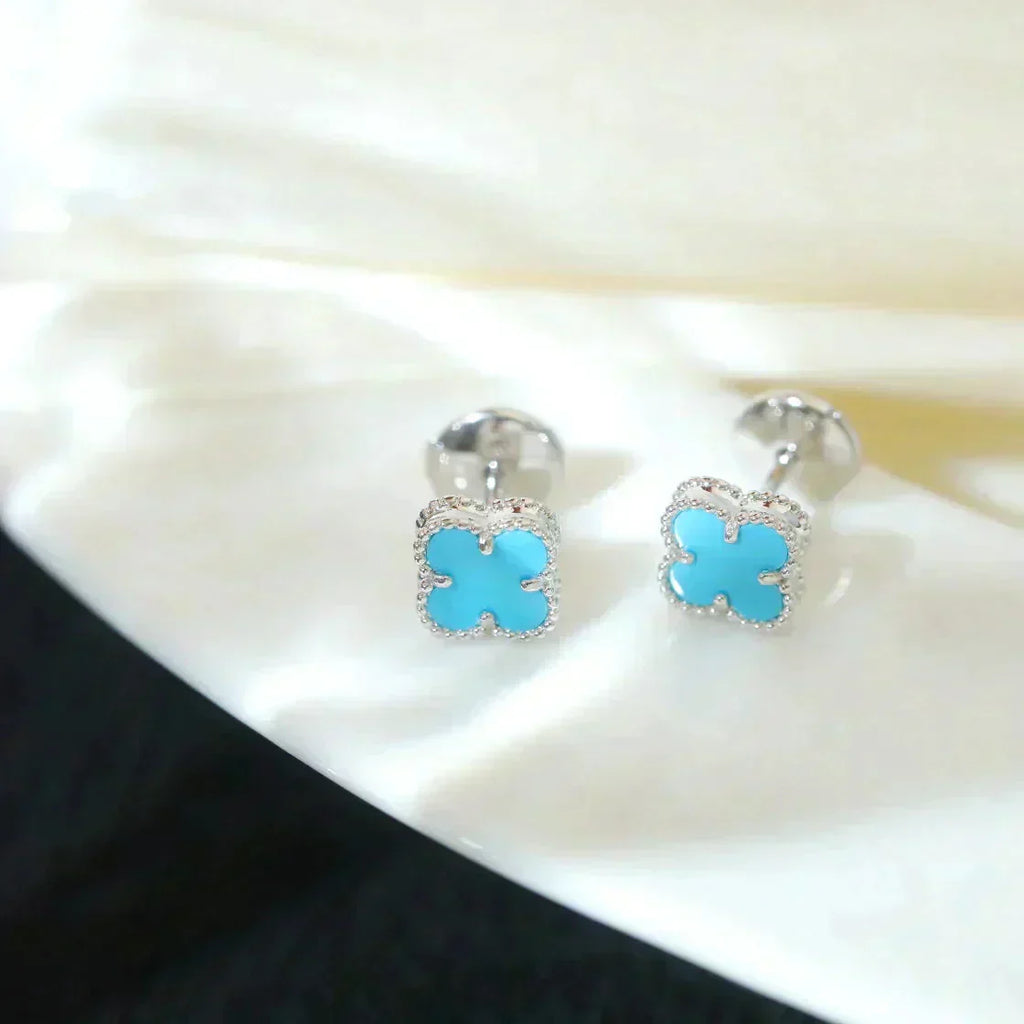 ¡®Dream¡¯CLOVER MINI 9.5MM ONYX STUD EARRINGS SILVER