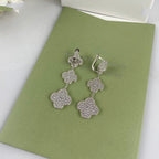 ¡®Dream¡¯CLOVER 3 MOTIF DIAMOND SILVER DROP EARRINGS