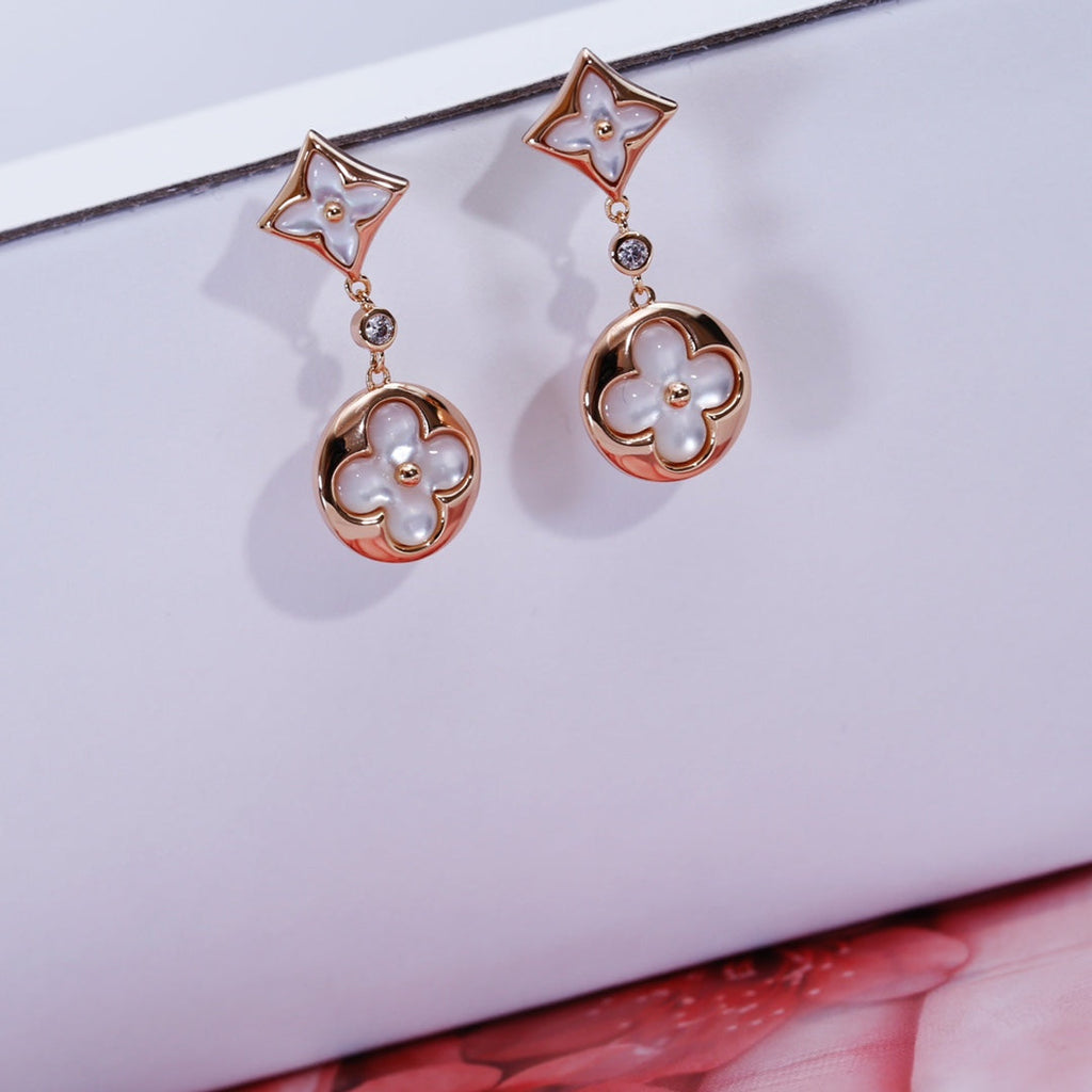 ¡®Dream¡¯STAR AND SUN PINK GOLD MOP DROP EARRINGS