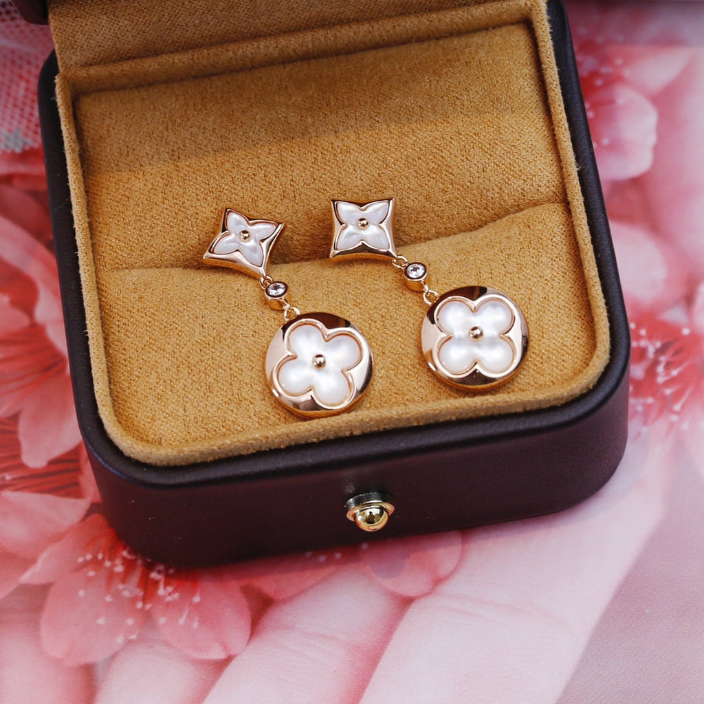 ¡®Dream¡¯STAR AND SUN PINK GOLD MOP DROP EARRINGS