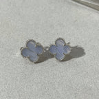 ¡®Dream¡¯CLOVER CHALCEDONY SILVER STUD EARRINGS
