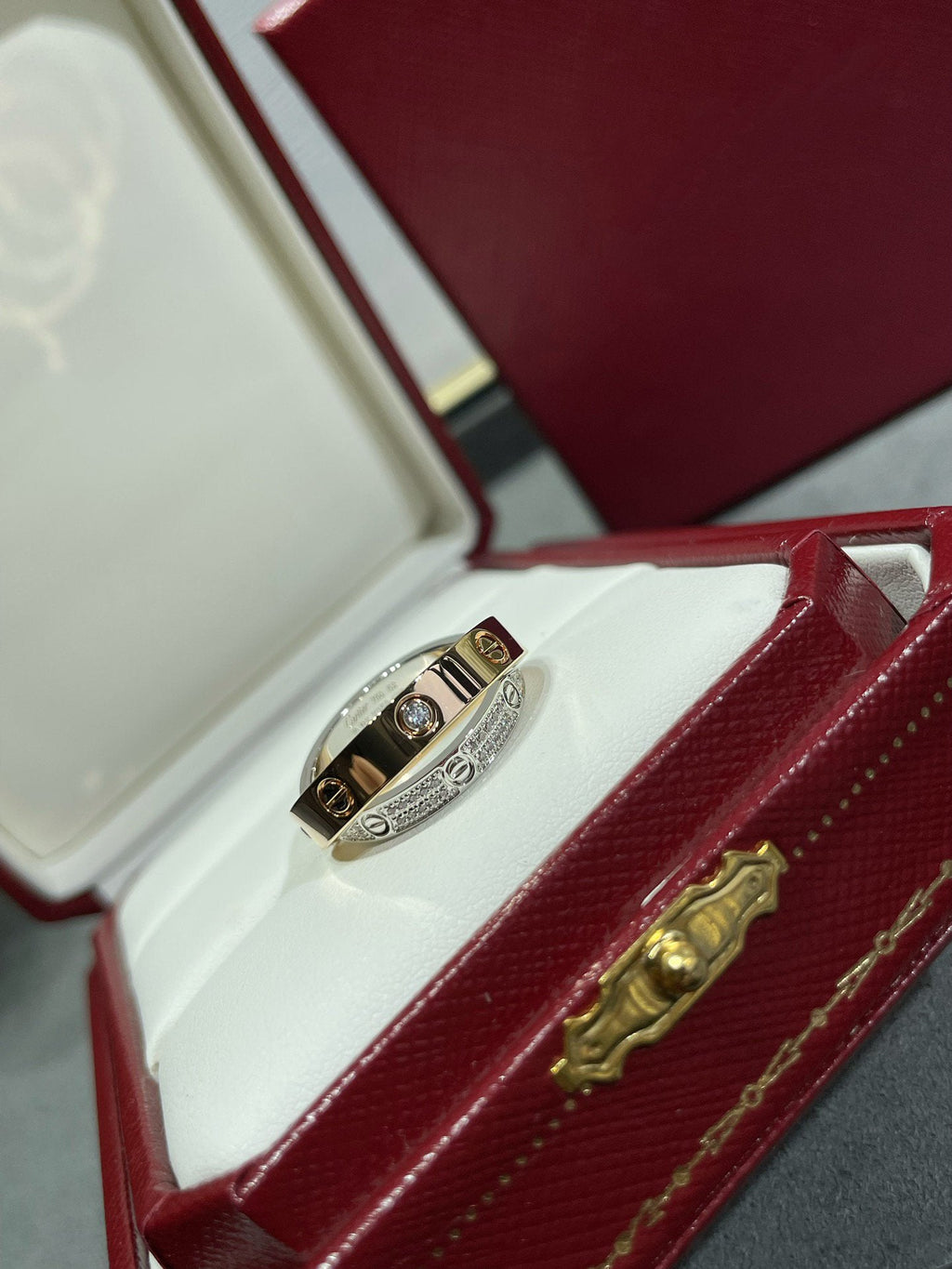 ¡®Dream¡¯LOVE PINK GOLD SILVER DIAMOND DOPPELRING
