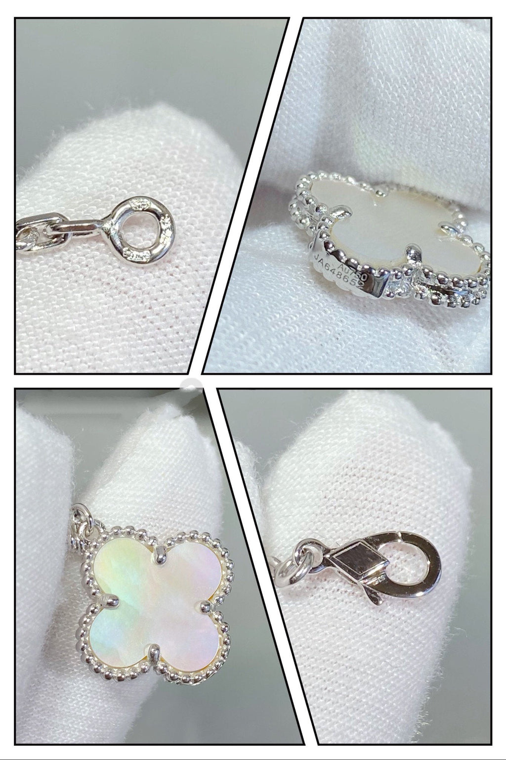 ¡®Dream¡¯CLOVER 5 MOTIF WHITE MOP SILVER BRACELET