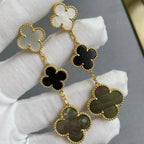 ¡®Dream¡¯CLOVER 3 MOTIF MOP ONYX DARK MOP PINK GOLD EARRINGS