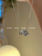 ¡®Dream¡¯PERLEE DOUBLE PENDANT SILVER DIAMOND NECKLACE