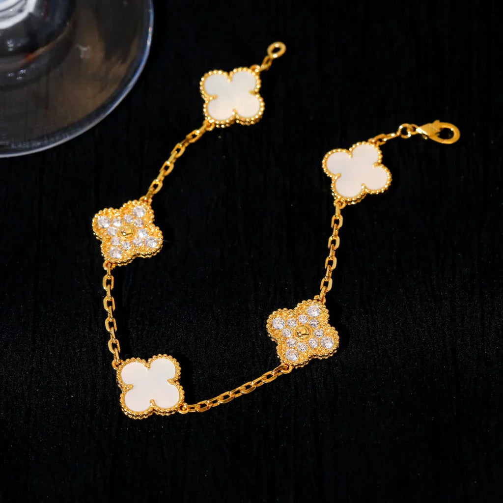[Traum]Neue CLOVER WHITE PEARL MOP 5 MOTIV ARMBAND KOLLEKTION