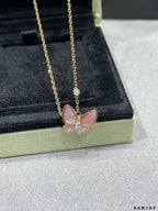 [Dream]BUTTERFLY PINK MOTHER-OF-PEARL DIAMOND NECKLACE