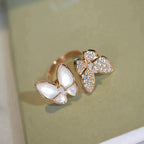 „Dream“-Ring mit Zwillingsschmetterling, Diamanten und Perlmutt