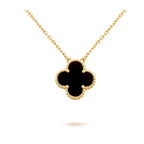 ¡®Dream¡¯CLOVER 15MM BLACK ONYX SINGLE FLOWER NECKLACE