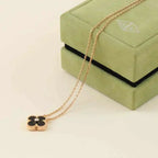 ¡®Dream¡¯CLOVER 15MM DIAMOND ONYX NECKLACE