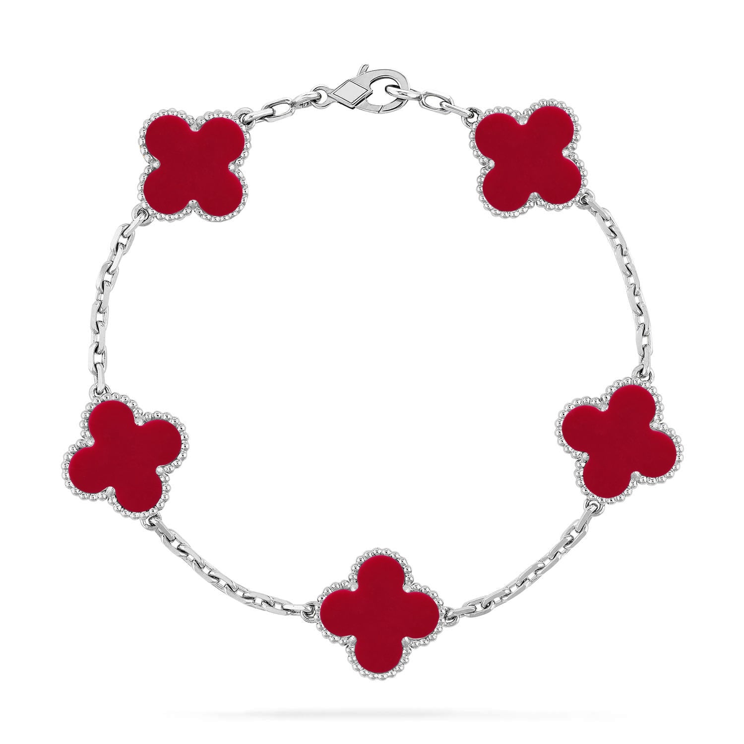 [Dream]New  CLOVER 5 MOTIF RED CORNELIAN BRACELET COLLECTION