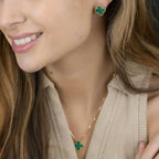 ¡®Dream¡¯CLOVER MINI 9.5MM MALACHITE  EARRINGS