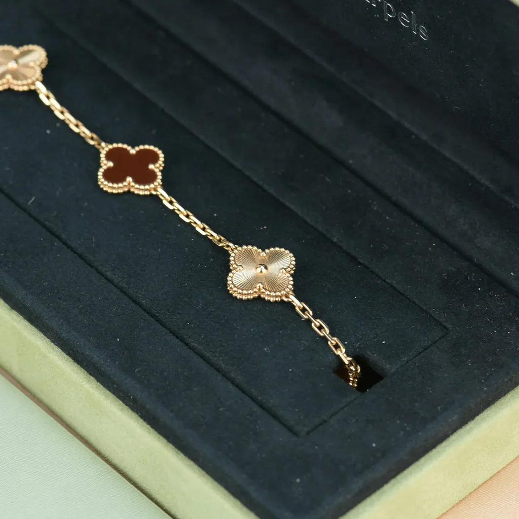 [Dream]Neue ARMBANDKOLLEKTION KLASSISCHES KLEEBBLATT 5 MOTIVE IN ROTEM KARNEOL
