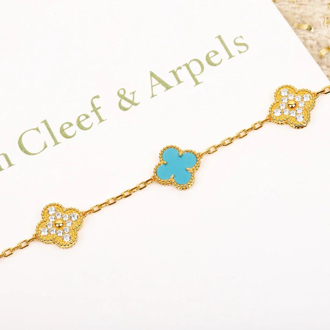[Dream]New  CLOVER 5 MOTIF TURQUOISE BRACELET COLLECTION