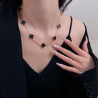 ¡®Dream¡¯CLOVER 10 MOTIFS ONYX NECKLACE
