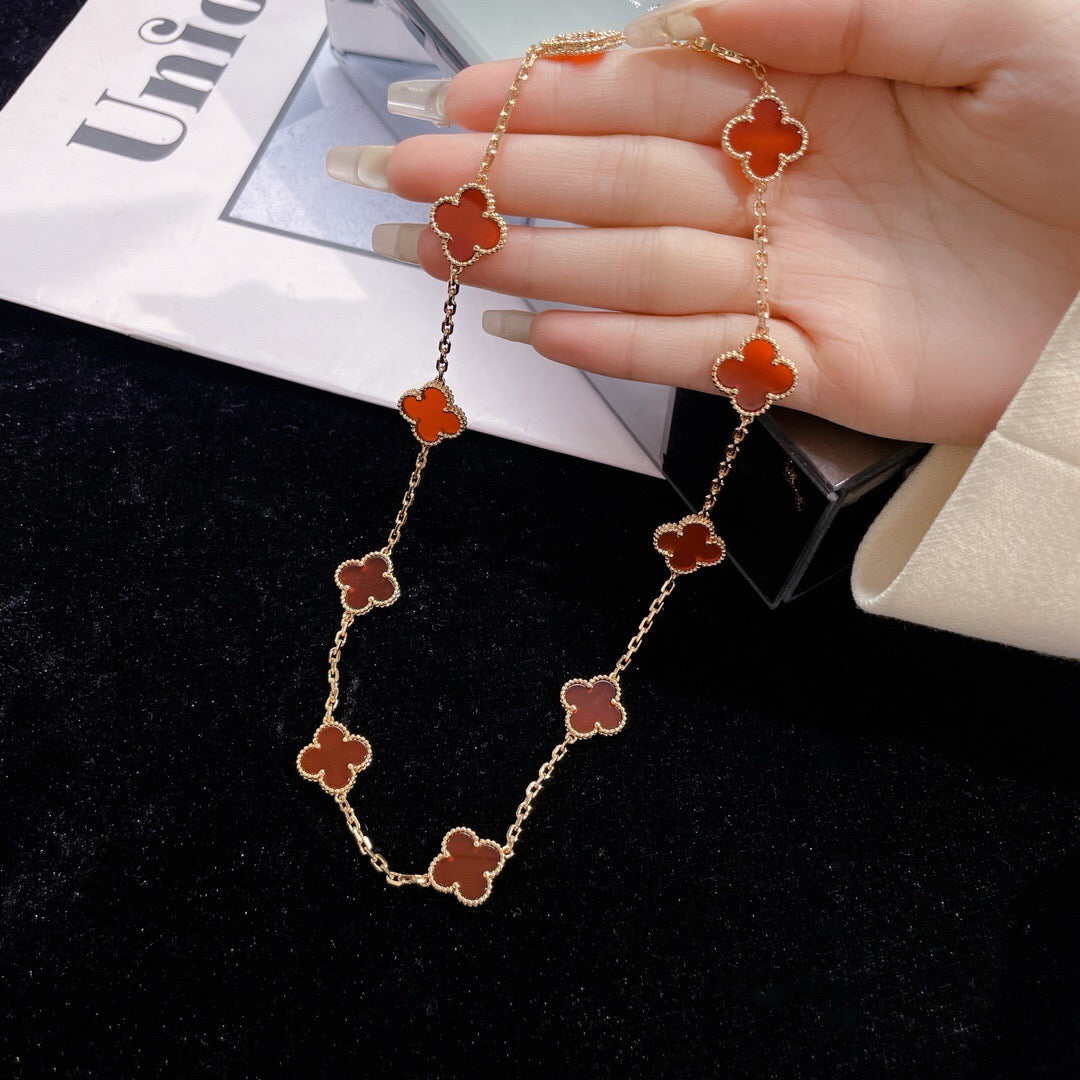 ¡®Dream¡¯CLOVER 10 MOTIFS CARNELIAN NECKLACE