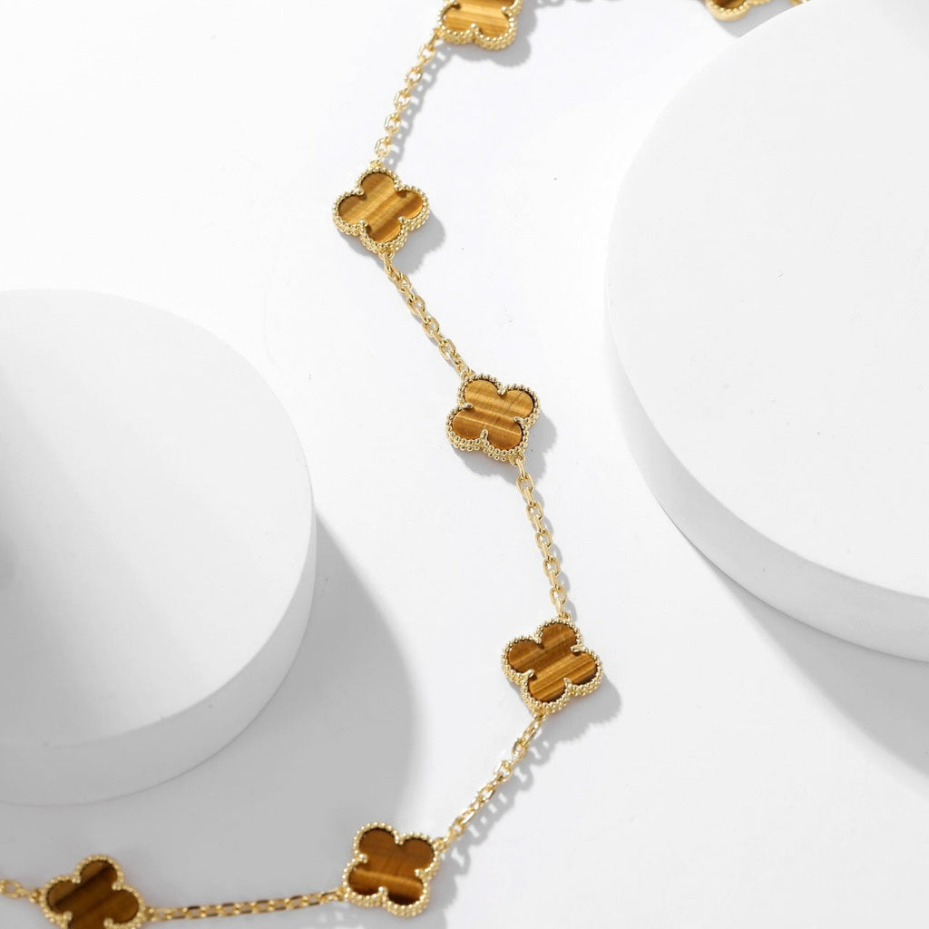 ¡®Dream¡¯CLOVER 10 MOTIFS TIGER EYE NECKLACE